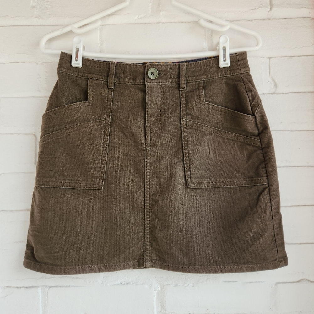 Prana Green Skirt Pockets Casual Organic Cotton Size 2